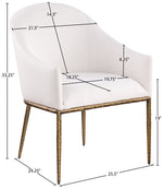 Ferro - Linen Textured Performance Fabric Upholstered Dining Arm Chair - Cream / Brushed Gold