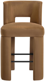 Zuno - Velvet Performance Fabric Upholstered Bar Stool (Set of 2) - Saddle