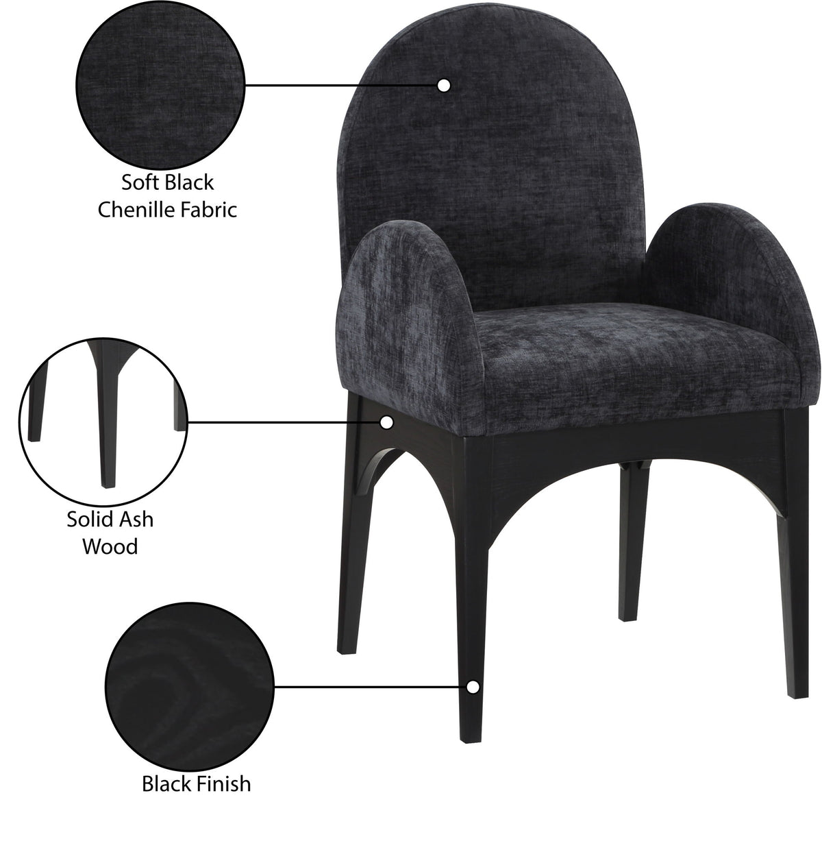 Waldorf - Chenille Dining Arm Chair With Black Legs