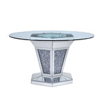 Noralie - Dining Table - Mirrored, Faux Diamonds & Clear Glass Top