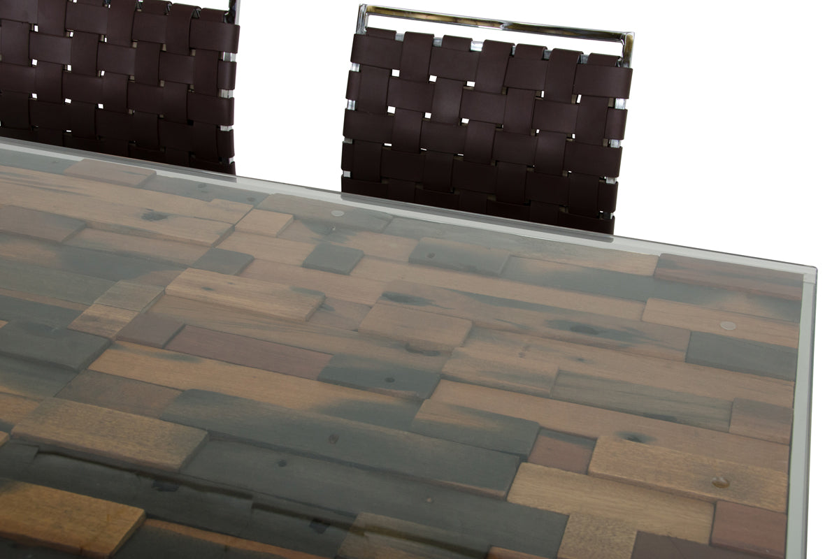 Santiago Modern Rectangular Wood Mosaic Dining Table by VIG Furniture - View 7