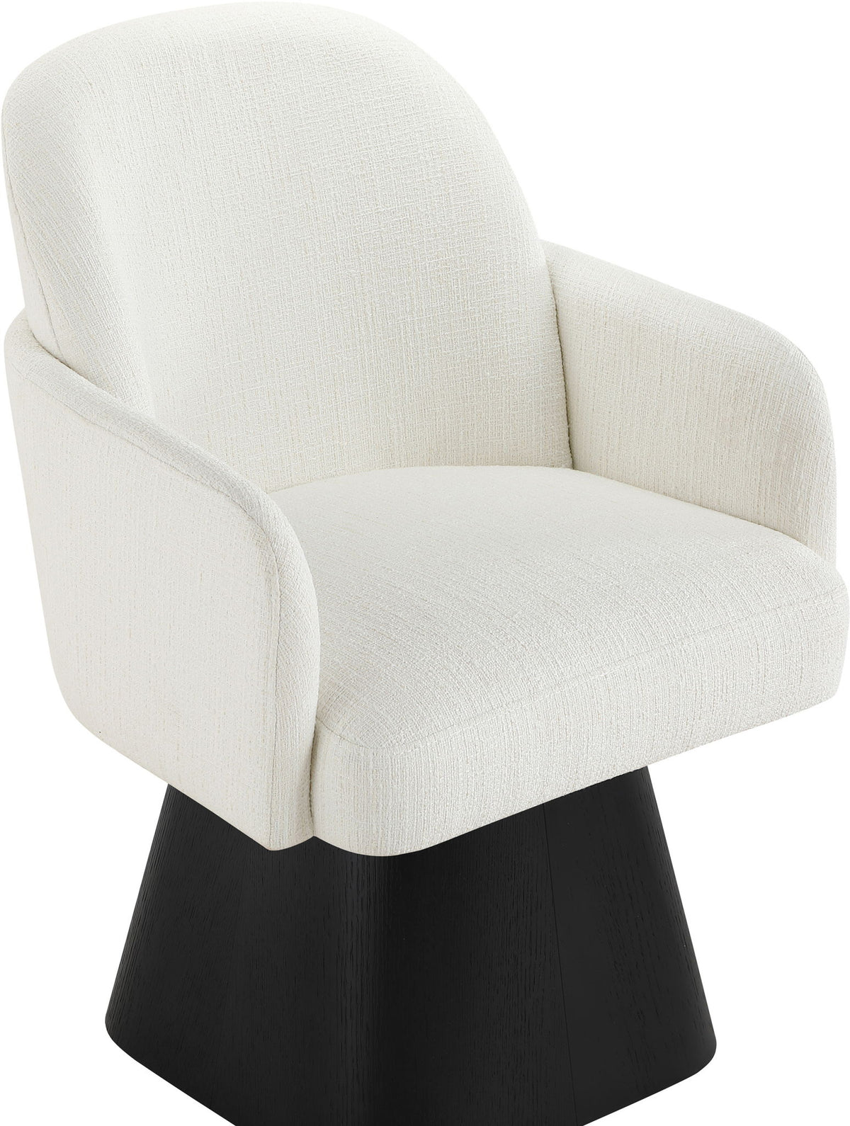 Marlowe - Linen Textured Fabric Upholstered Swivel Dining Arm Chair - Stained Black