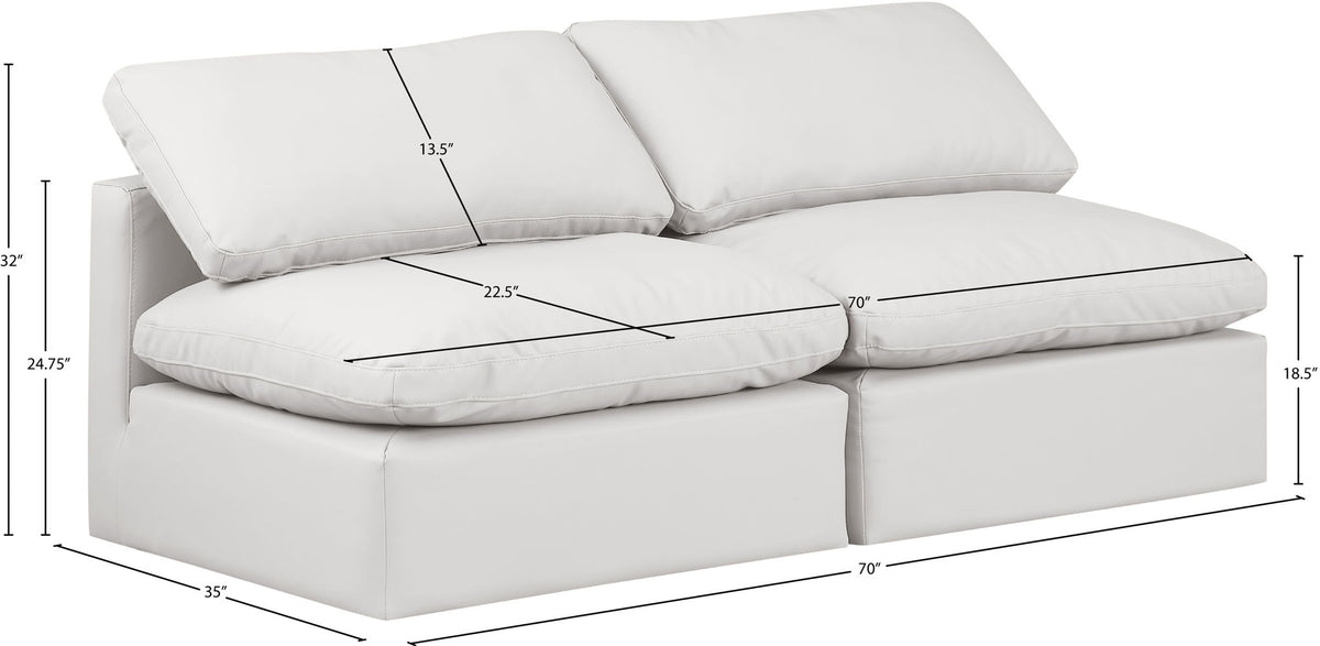Indulge - Faux Leather 2 Seat Modular Armless Sofa