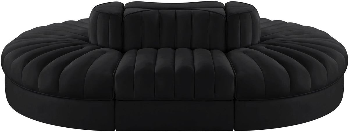 Rummi - Oval Velvet Performance Fabric Upholstered 6 Piece Modular Sectional
