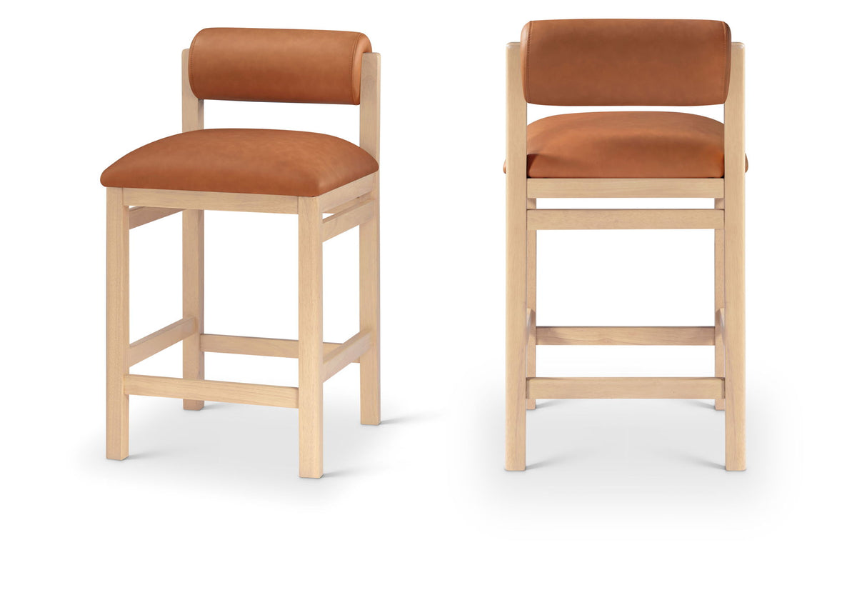 Roundhill - Faux Leather Counter Stool - Natural Frame