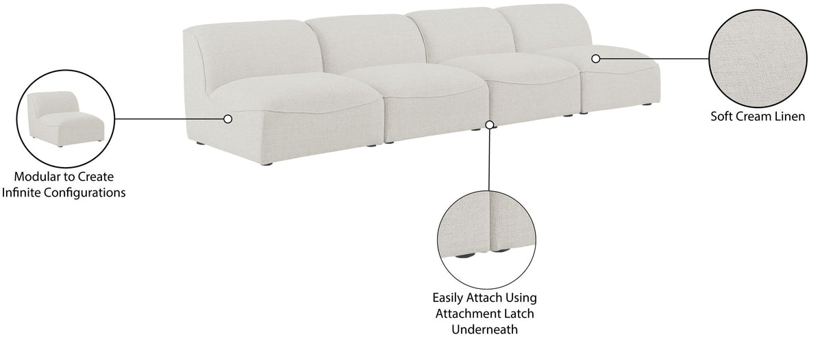 Miramar - 4 Seat Armless Modular Sofa