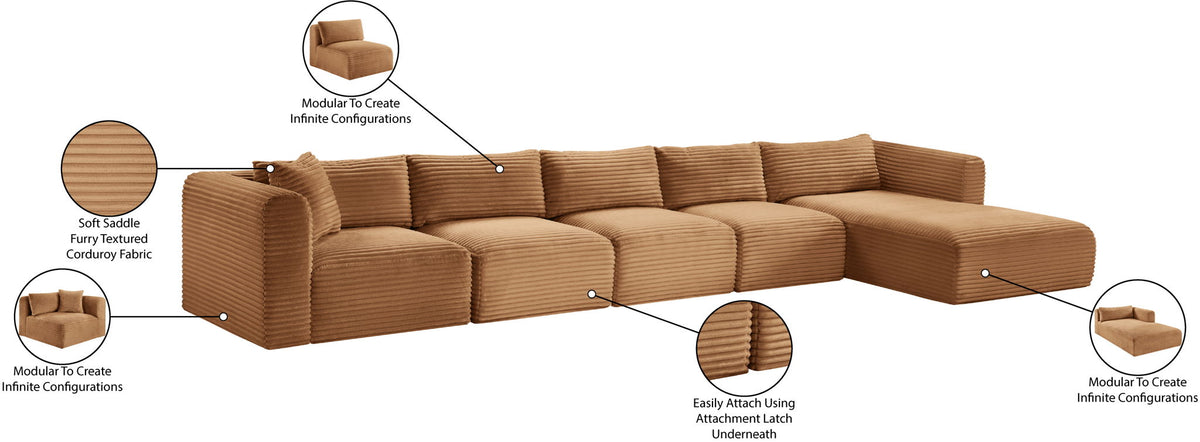 Shaggy - Fabric 5 Piece Modular Sectional With Chaise