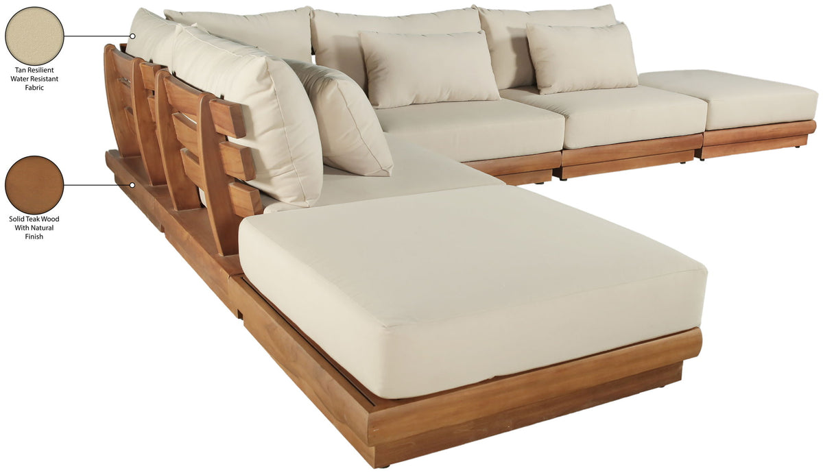 Mirella - 6 Piece Water Resistant Fabric Upholstered Outdoor Patio Modular Sectional