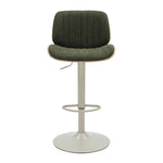 Brock - Adjustable Swivel Curved Back Wood Bar Stool With Faux Leather Seat