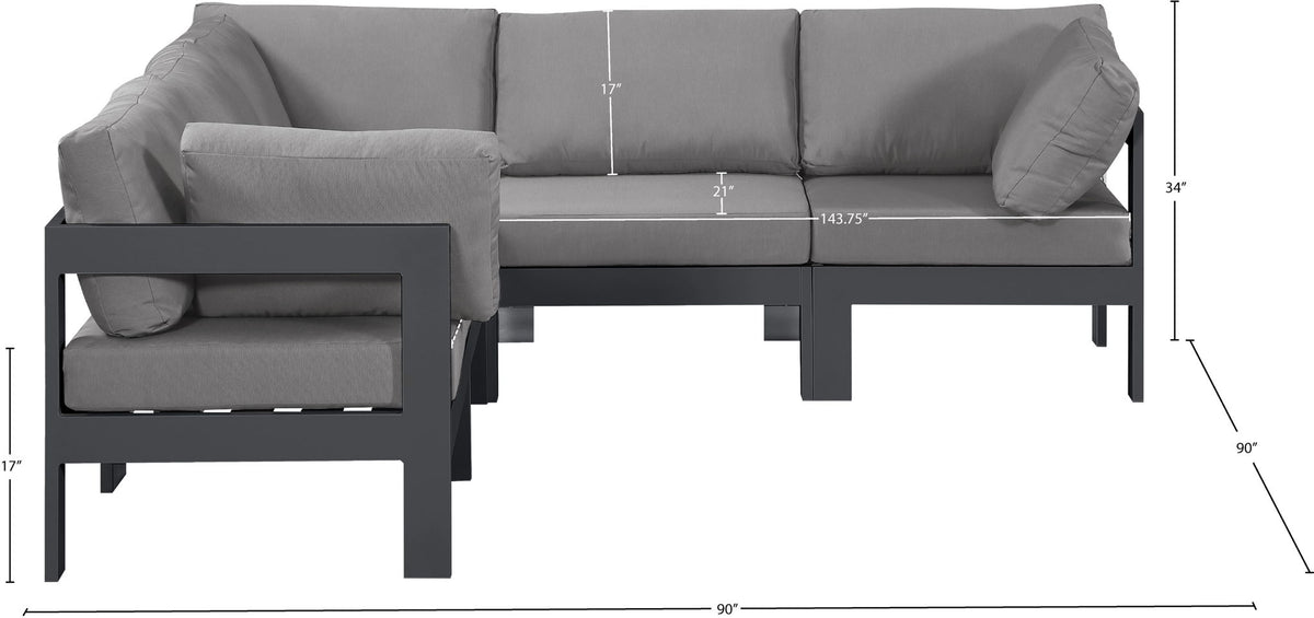 Nizuc - Outdoor Patio 5 Piece Modular Sectional With Gray Frame