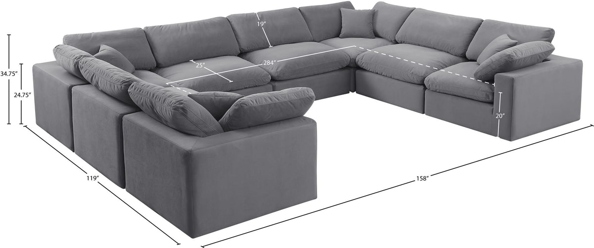 Comfy - 8 Piece Velvet Modular Sectional
