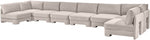 Hammond - Velvet Performance Fabric Upholstered 8 Piece U-Shaped Armless Sectional - Beige