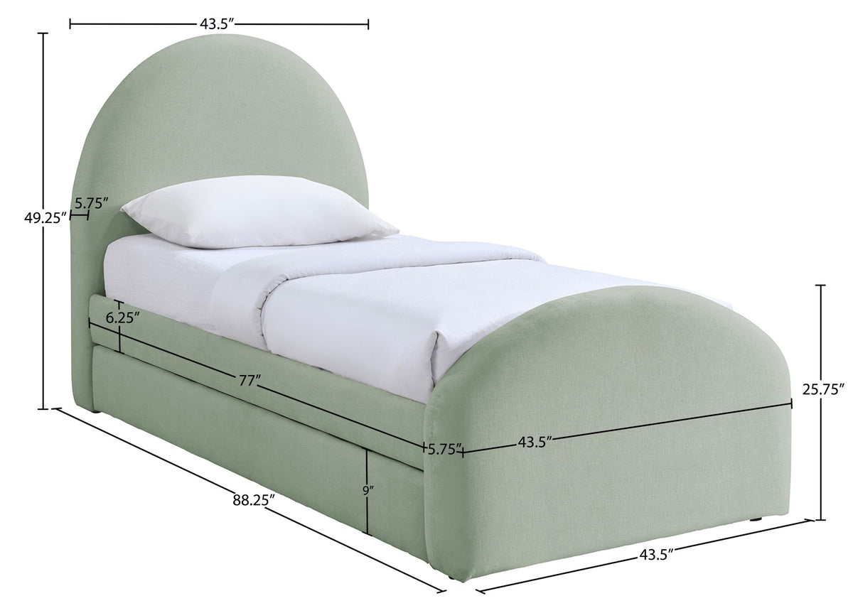 Andaz - Chenille Fabric Upholstered Trundle Bed