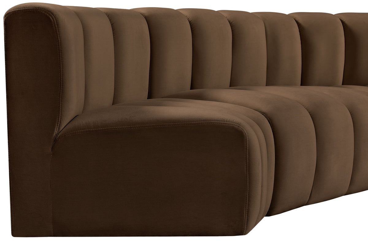 Arc - Velvet 5 Piece U-Shaped Modular Sofa