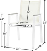 Nizuc - Outdoor Patio Dining Arm Chair With White Frame And Gray Arms (Set of 2)