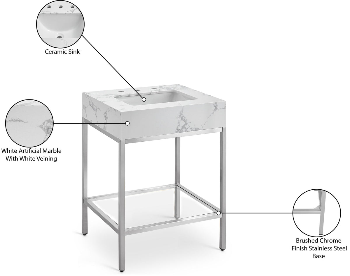 Marmo - Engineered Marble Bathroom Vanity With Chrome Base