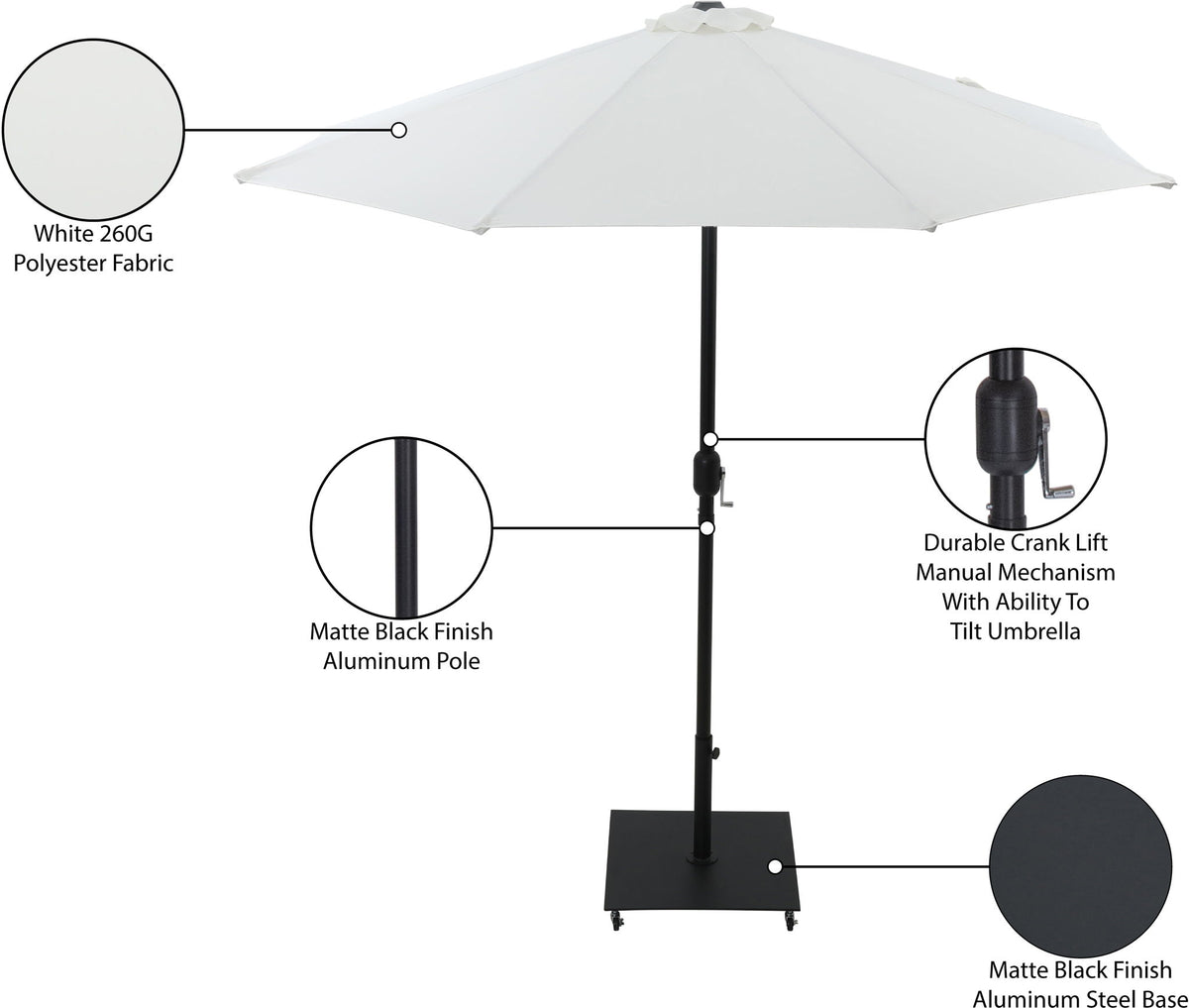Fiji - Aluminum Patio Umbrella With Square Black Base