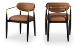 Riccio - Faux Leather Dining Arm Chair (Set of 2) - Black And Gold Frame