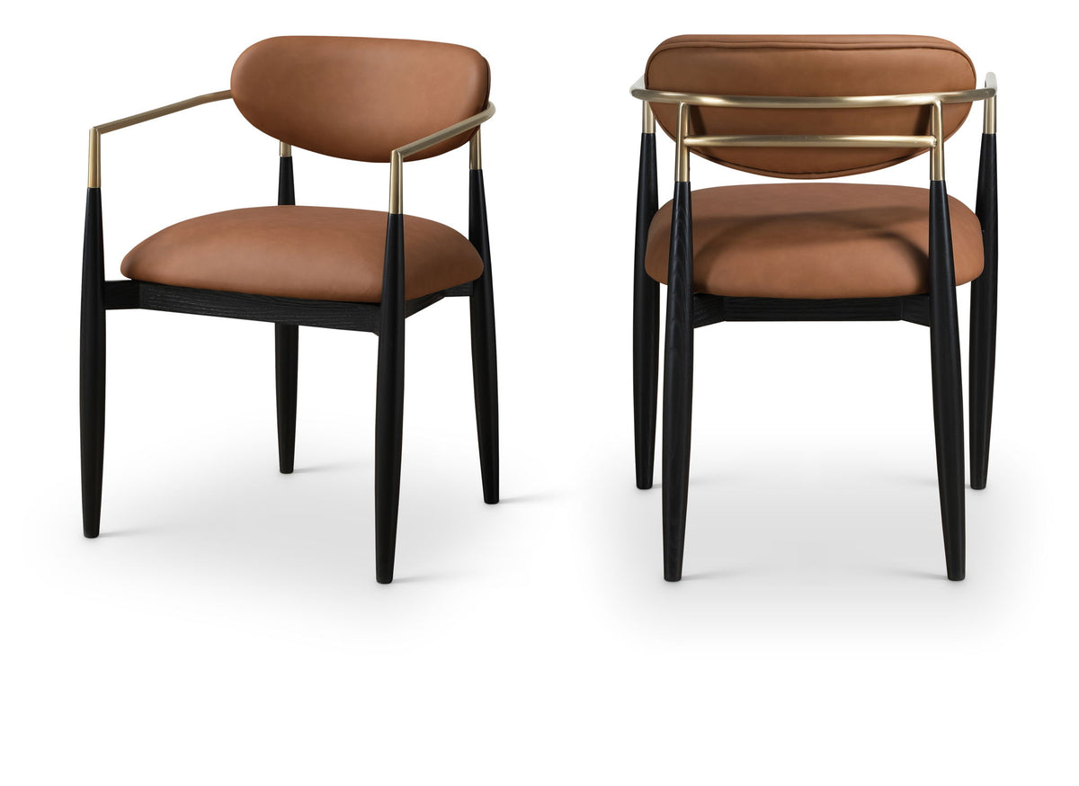 Riccio - Faux Leather Dining Arm Chair (Set of 2) - Black And Gold Frame