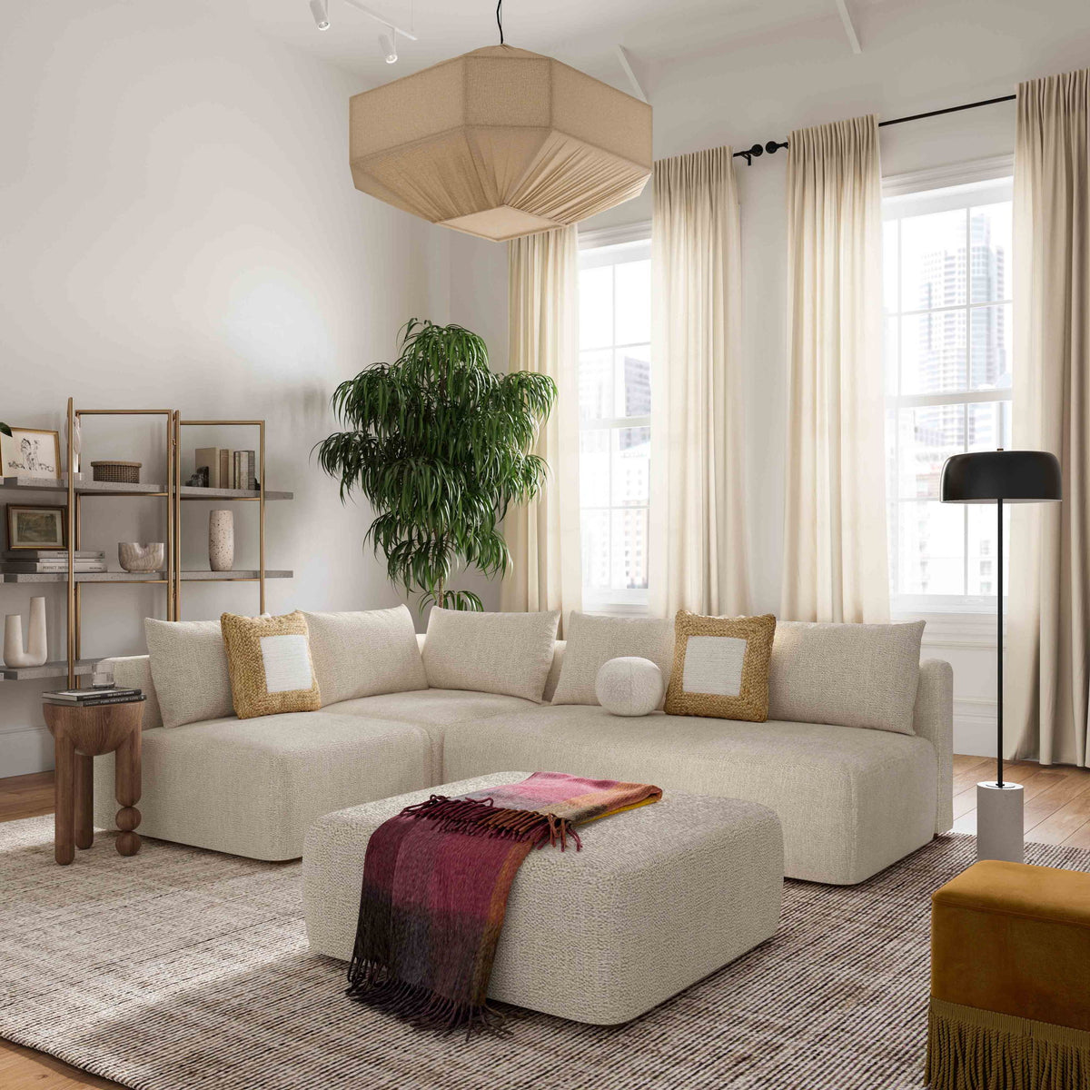 Hangover - 4-Piece Modular Chaise Sectional - Cream
