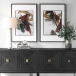 Velocity - Framed Abstract Prints (Set of 2) - Brown / Green / Red / White