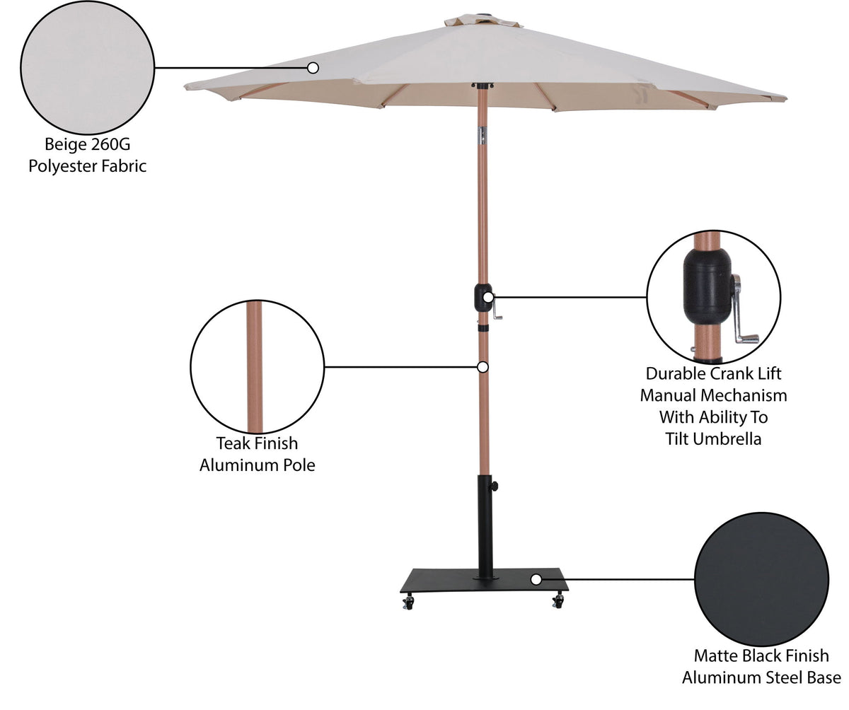 Fiji - Aluminum Patio Umbrella With Square Black And Teak Base