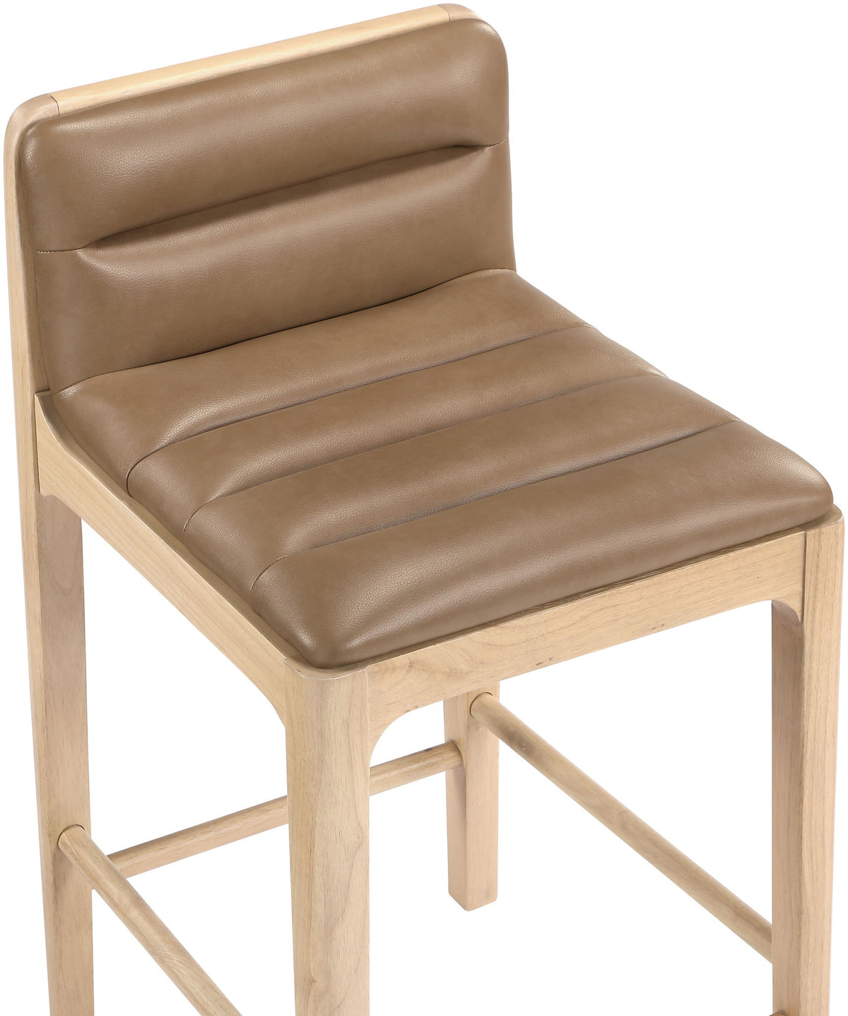 Ellis - Vegan Leather Upholstered Counter Stool (Set of 2) - Tan / Natural