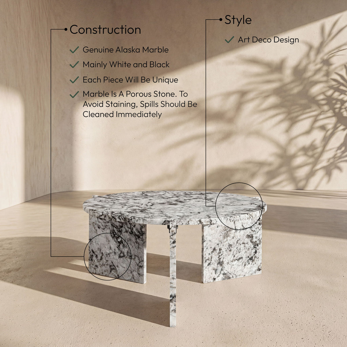 Vernazza - Genuine Marble Table