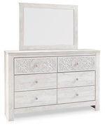 Paxberry - Dresser, Mirror - Medallion Drawer Pulls - Whitewash