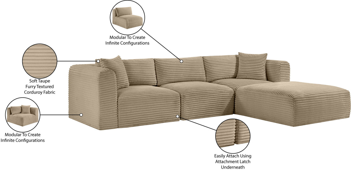 Shaggy - Fabric 4 Piece Modular Sectional