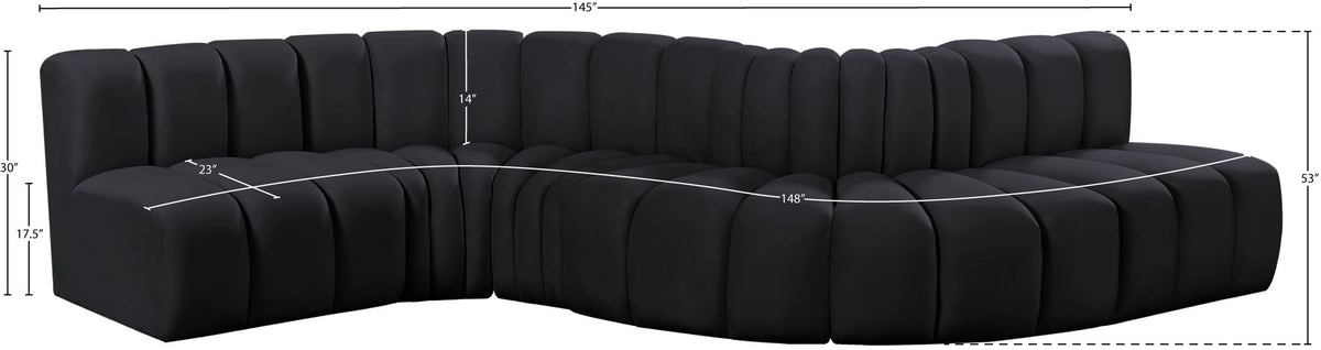 Arc - Velvet 6 Piece Curved Modular Sofa