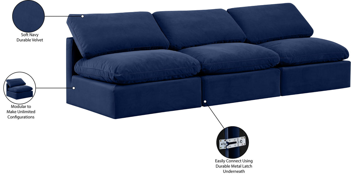 Indulge - Velvet 3 Seat Modular Armless Sofa