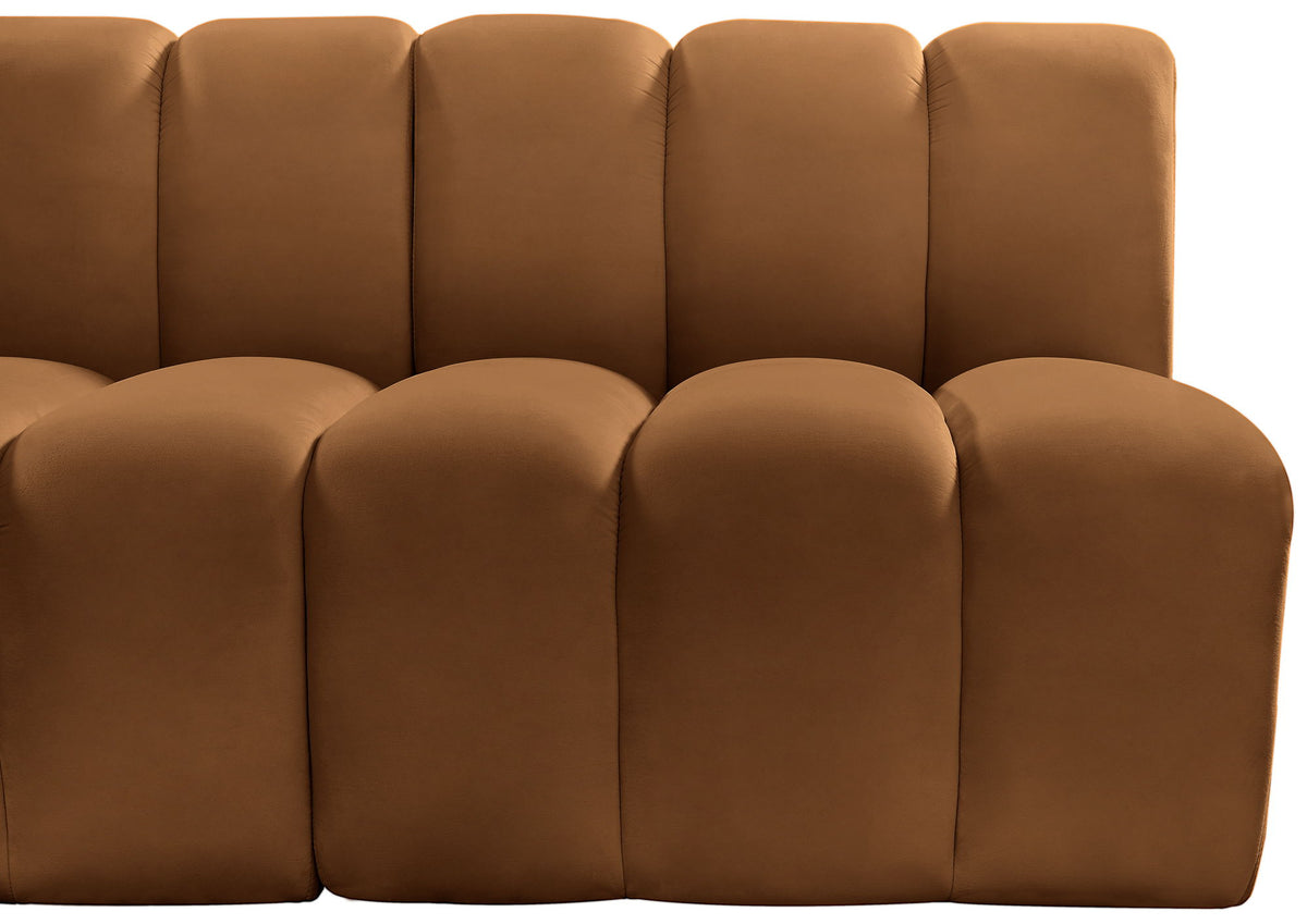 Arc - Velvet 8 Piece Curved Modular Sofa - Saddle