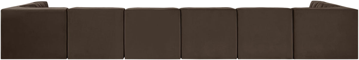 Rummi - Velvet Performance Fabric Upholstered 8 Piece Modular Sectional (With 2 Corner Chairs)