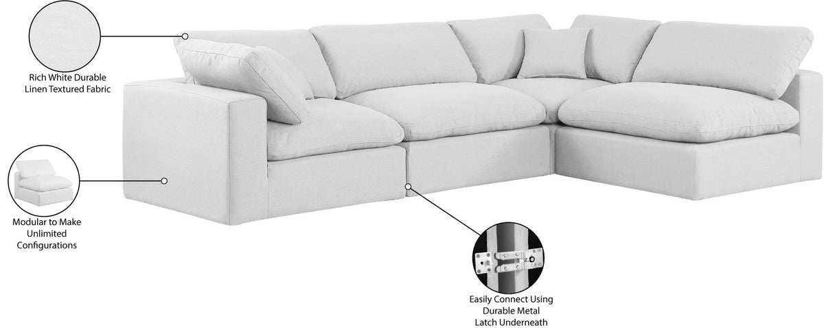 Comfy - 4 Piece Linen Fabric Modular Armless Sectional