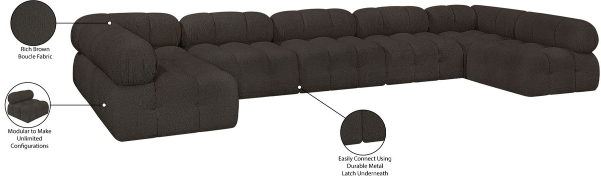 Ames - 7 Piece Boucle Fabric Modular Sectional