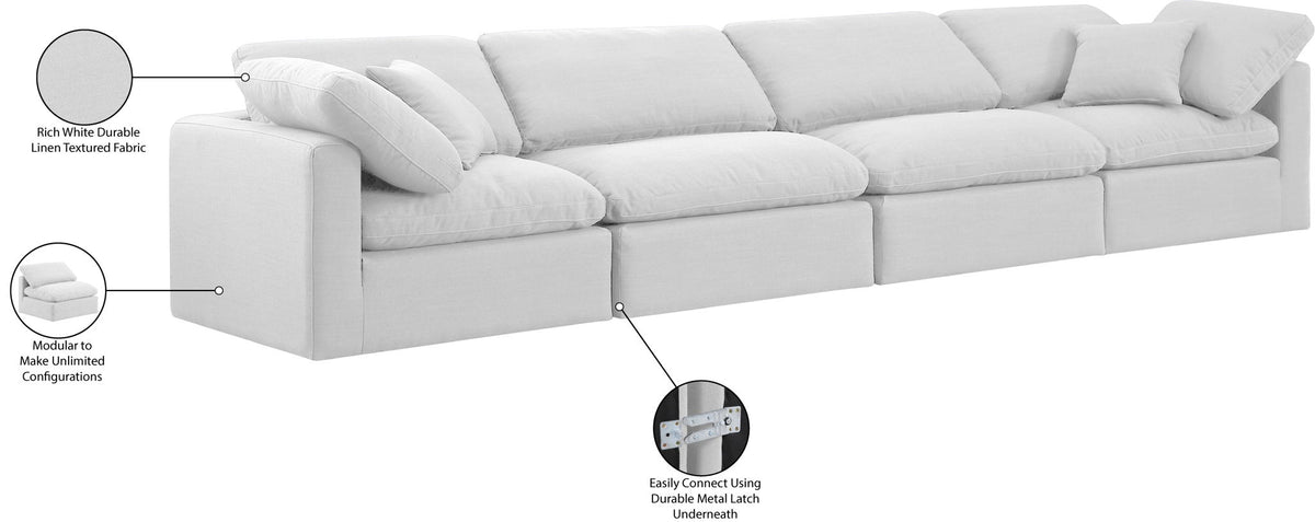 Indulge - Linen 4 Piece Modular Sofa - White