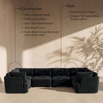 Hammond - Velvet Performance Fabric Upholstered 6 Piece U-Shaped Sectional