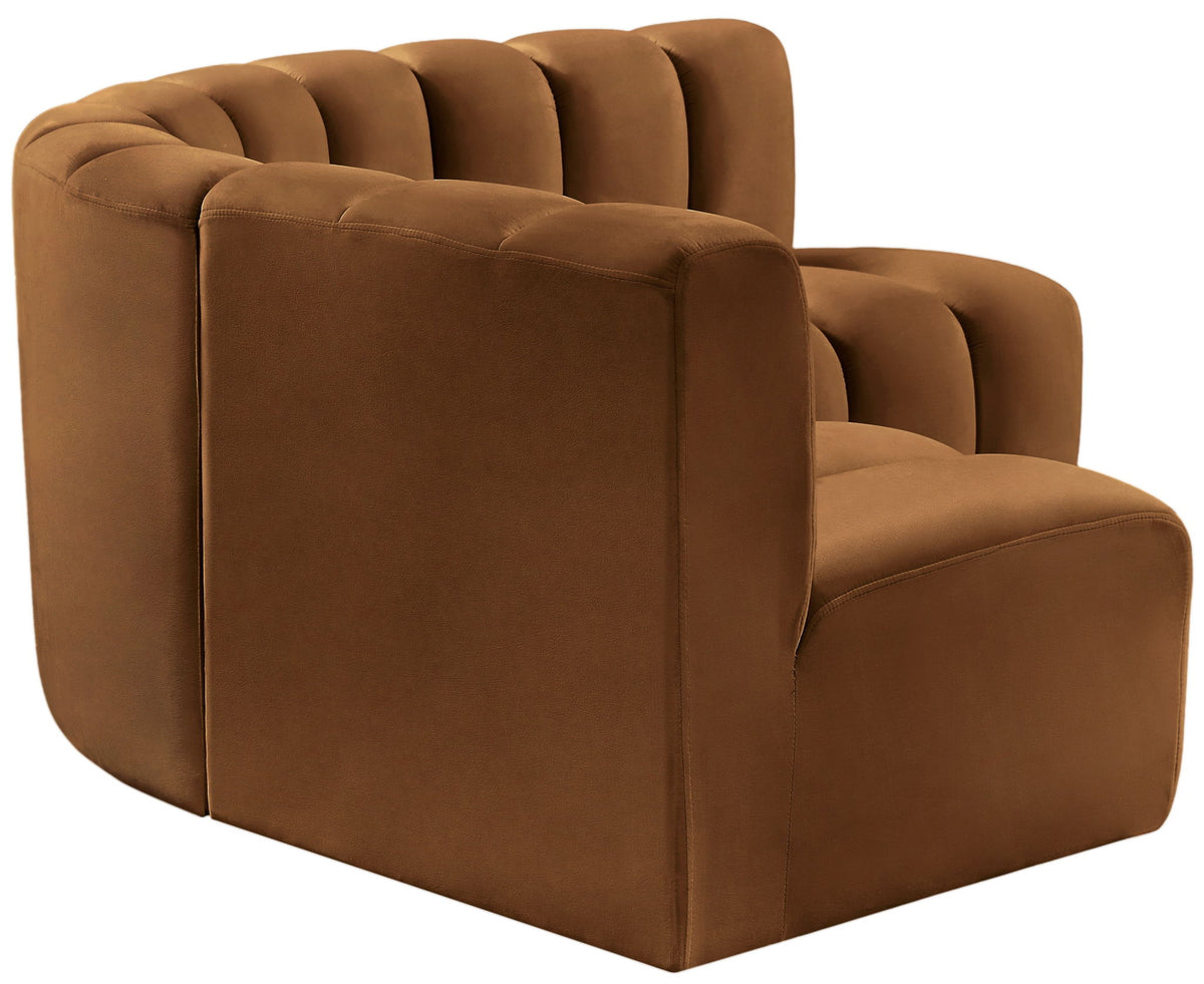 Arc - Velvet 4 Piece Corner Modular Sofa - Saddle