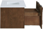 Leonardo - Engineered Stone And Solid Wood 24" Wall Mounted Bathroom Vanity