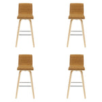 Vienna - 39.5" Swivel Bar Height Square Back Wood Bar Stool With Faux Leather Seat