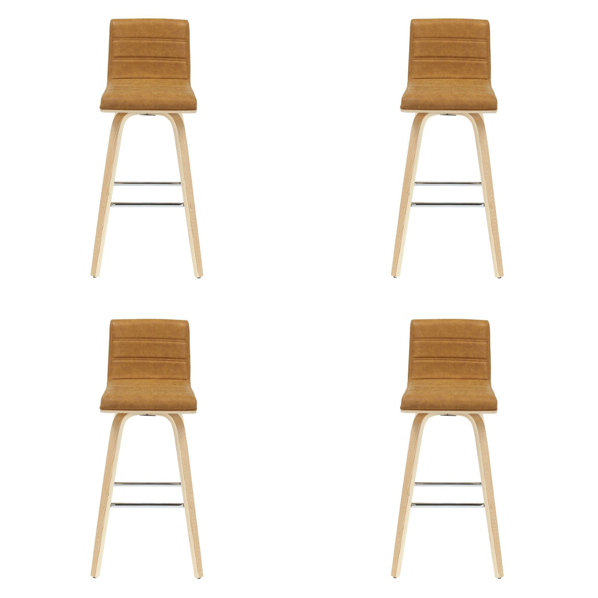 Vienna - 39.5" Swivel Bar Height Square Back Wood Bar Stool With Faux Leather Seat