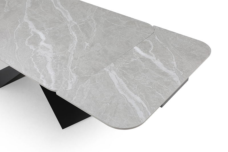 9422 - Ceramic & Metal Dining Table - Gray / Black