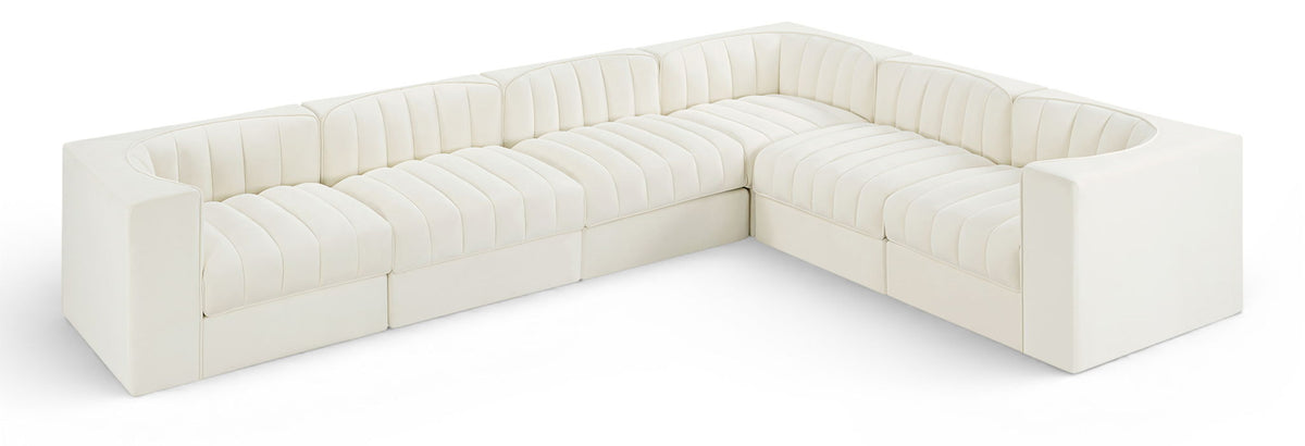 Rummi - Velvet Performance Fabric Upholstered 6 Piece Modular Sectional
