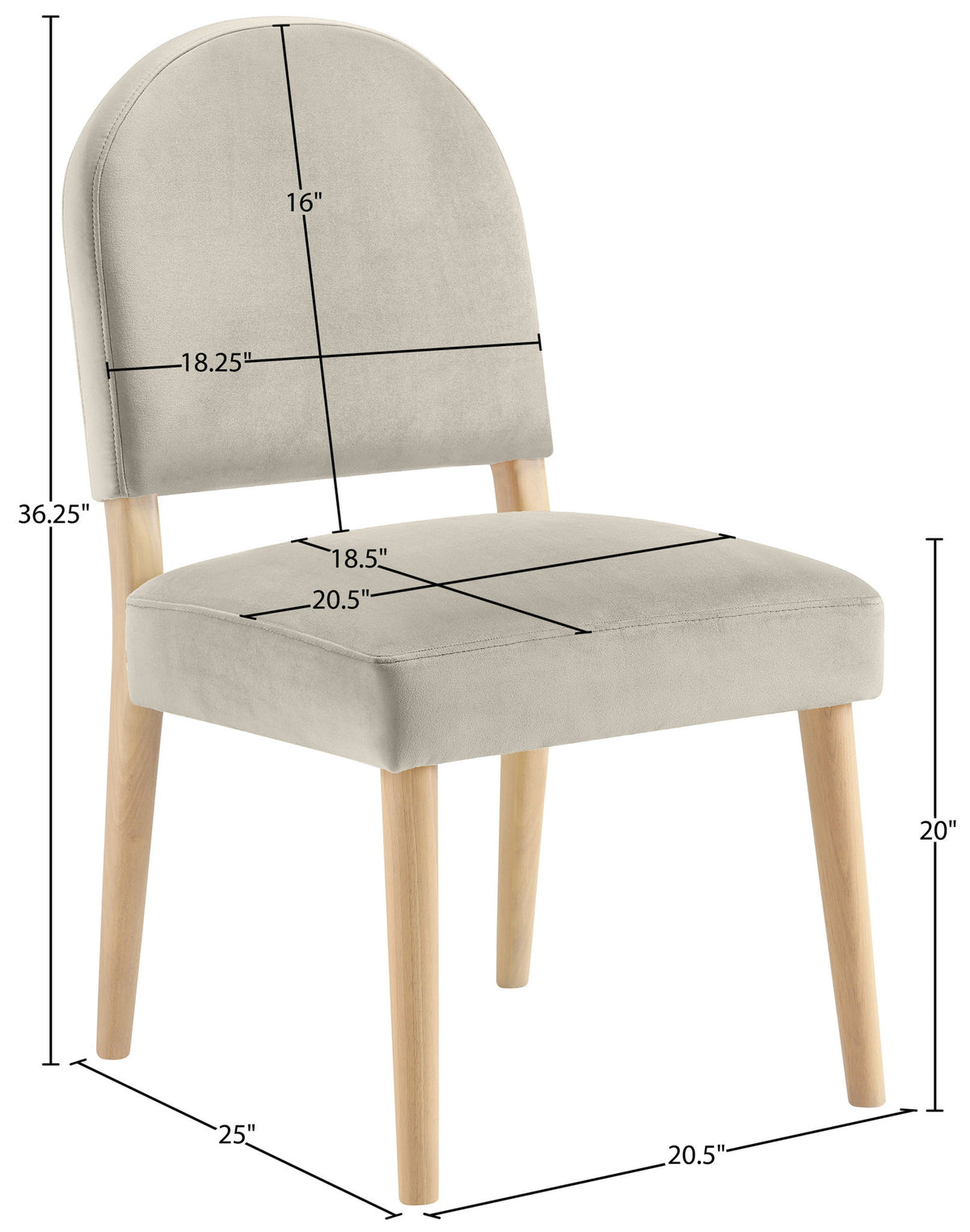Varinelle - Velvet Dining Chair (Set of 2) - Natural Frame