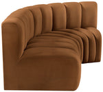 Arc - Velvet 3 Piece Sofa - Saddle