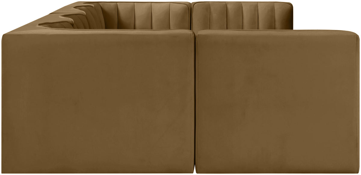 Rummi - Armless Velvet Performance Fabric Upholstered 6 Piece Modular Sectional