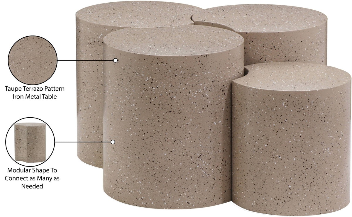 Dimple - 20" 4 Piece Modular Coffee Table - Terazzo Finish