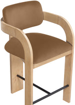 Cedra - Velvet Performance Fabric Upholstered Counter Stool - Natural Frame