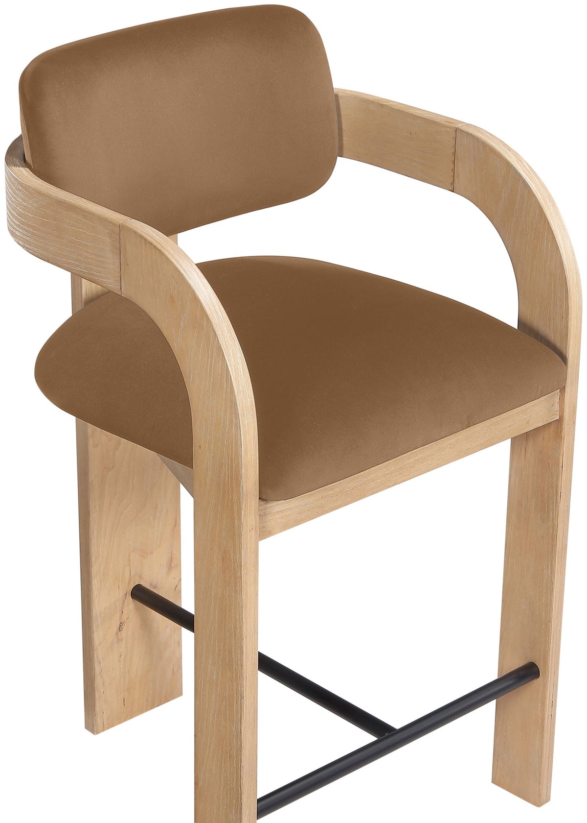 Cedra - Velvet Performance Fabric Upholstered Counter Stool - Natural Frame